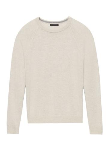 Banana Republic Mens Italian Merino Crew Sweater-neck Raglan Sweater Natural Size L