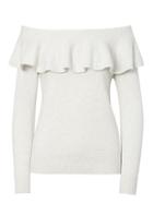 Banana Republic Womens Feather Touch Ruffle Off-the-shoulder Sweater Heather Gray Size Xl