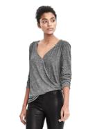 Banana Republic Womens Long Sleeve Wrap Top - Heather Gray