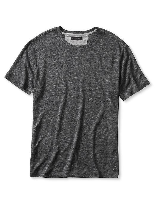 Banana Republic Mens Linen Crew Tee Size L Tall - Gray Sky