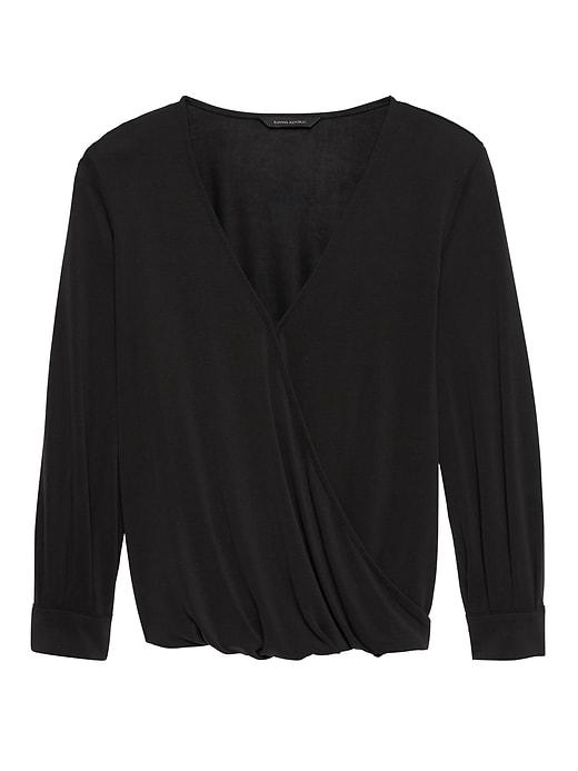 Banana Republic Womens Sandwash Modal Wrap-front Top Black Size M