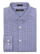 Banana Republic Mens Grant Slim-fit Non-iron Gingham Shirt Voltage Blue Size Xs