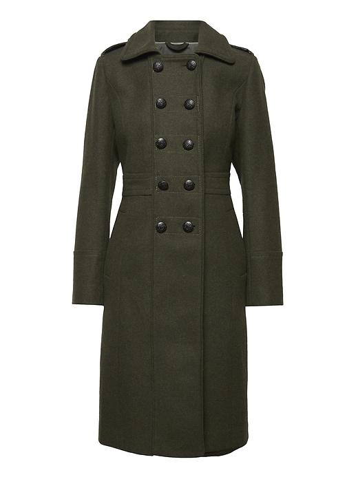 Banana Republic Womens Italian Melton Wool-blend Military Coat Dark Olive Green Size 0