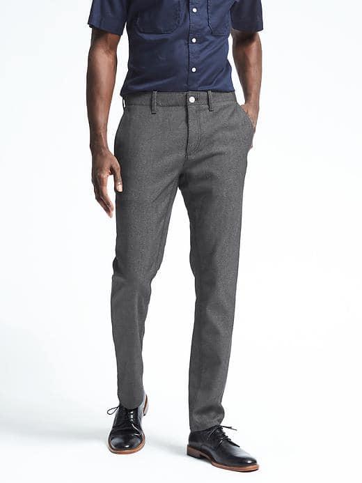 Banana Republic Mens Aiden Twill Wool Blend Pant - Black