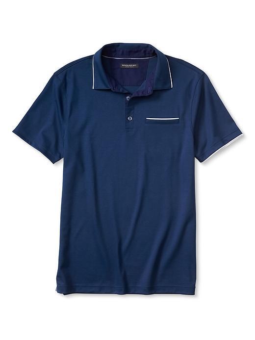 Banana Republic Mens Luxe Touch Piped Polo Size Xs - Navy Star