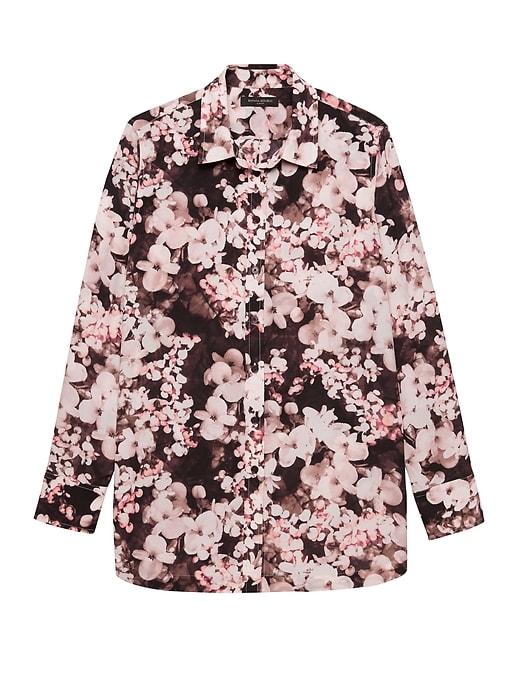 Banana Republic Womens Parker Tunic-fit Floral Shirt Pink Multi Size Xs