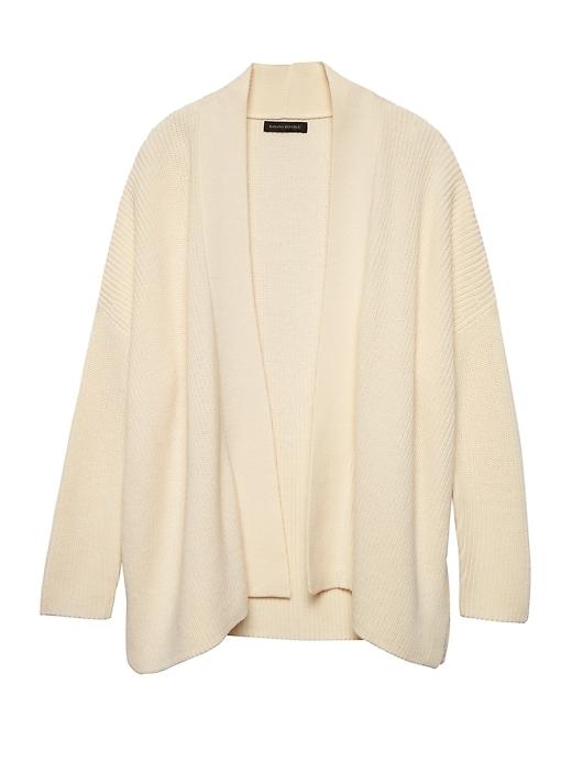 Banana Republic Womens Washable Merino Wool Blend Rib-knit Cardigan Ivory Size M/l