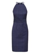 Banana Republic Womens Gingham Bi-stretch Racer-neck Sheath Dress Granite Blue Size 0