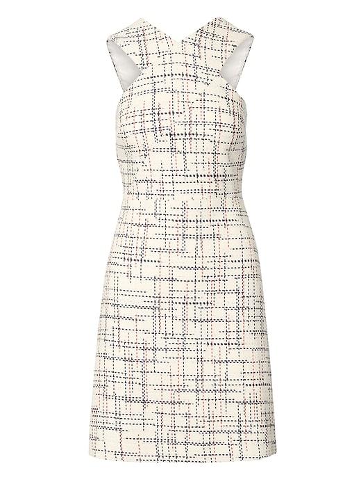 Banana Republic Womens Italian Tweed Cross-front Sheath Dress Alabaster Size 6