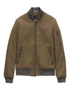 Banana Republic Mens Italian Melton Wool Blend Bomber Jacket Olive Size Xl