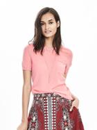 Banana Republic Todd &amp; Duncan Short Sleeve Cashmere Sweater Size L - Guava Pink