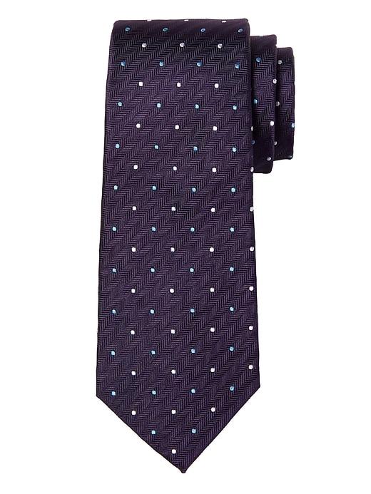 Banana Republic Mens Herringbone Dot Silk Nanotex Tie Aubergine Purple Size One Size