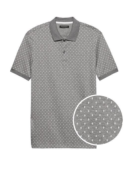 Banana Republic Mens Slim Luxury-touch Print Polo Shirt Heather Gray Size Xl