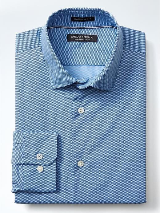 Banana Republic Mens Camden Fit Supima Diamond Gingham Shirt - Cerulean Blue
