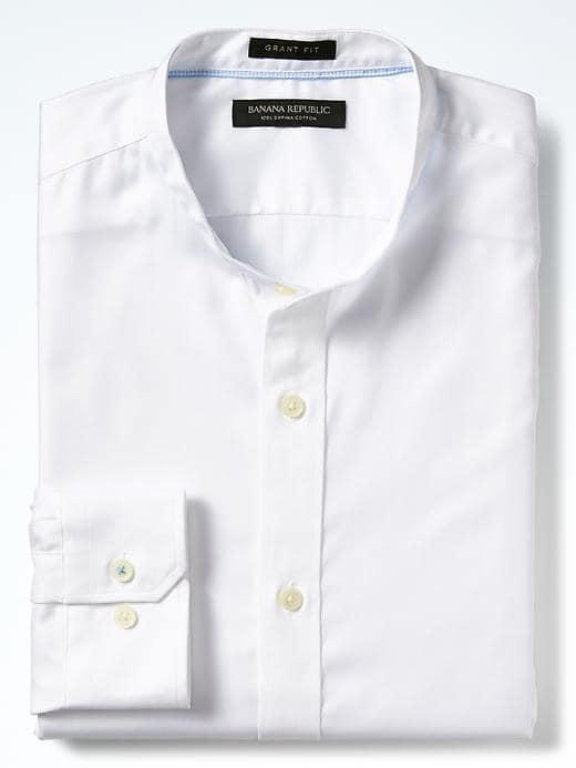 Banana Republic Mens Grant Fit Supima Cotton Textured White Shirt - White