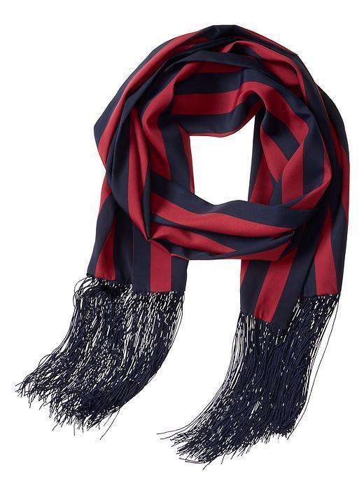 Banana Republic Rugby Stripe Fringe Scarf Size One Size - Preppy Navy