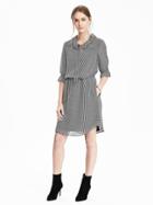 Banana Republic Womens Tie Neck Shirtdress Size L Tall - Black/white