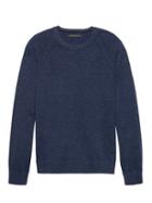 Banana Republic Mens Heathered Cotton Crew-neck Sweater Night Sky Size M