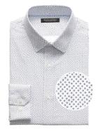 Banana Republic Mens Camden Standard-fit Non-iron Confetti Print Dress Shirt White Size M