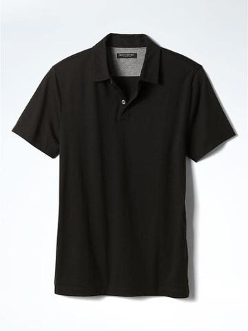 Banana Republic Mens Silk Cotton Polo - Black