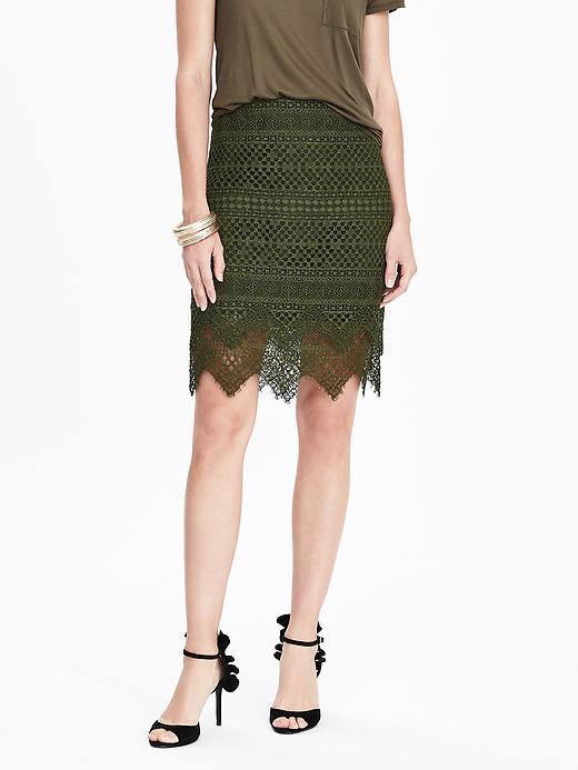 Banana Republic Womens Lace Pencil Skirt Size 0 - Olive