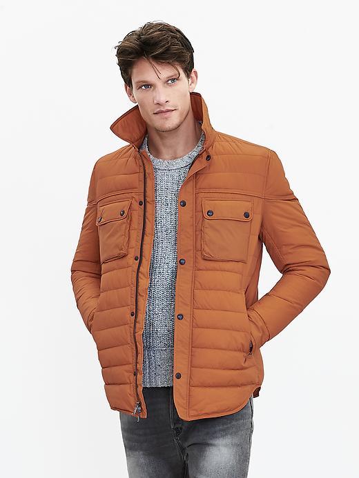 Banana Republic Mens Channel Quilt Shirt Jacket Size L Tall - Pumpkin Spice