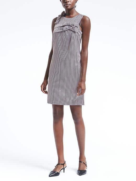 Banana Republic Womens Double Bow Shift Dress - Blue Stripe