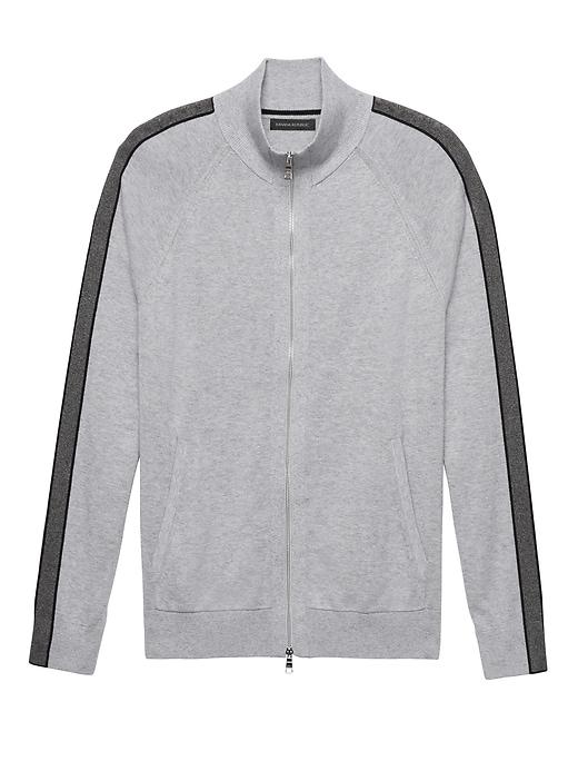Banana Republic Mens Supima Cotton Full-zip Sweater Jacket Asphalt Size M