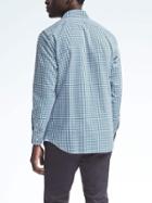 Banana Republic Mens Grant Fit Non Iron Stretch Check Shirt - Malibu Blue