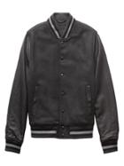 Banana Republic Mens Br X Kevin Love   Italian Wool Blend Varsity Jacket With Leather Sleeves Black Size S