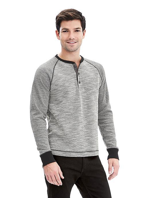 Banana Republic Mens Textured Raglan Henley Size L Tall - White