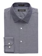 Banana Republic Mens Grant Slim-fit Non-iron Herringbone Shirt Navy Size Xl