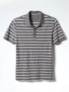 Banana Republic Mens Slim Slub Stripe Pique Polo - Medium Gray Heather