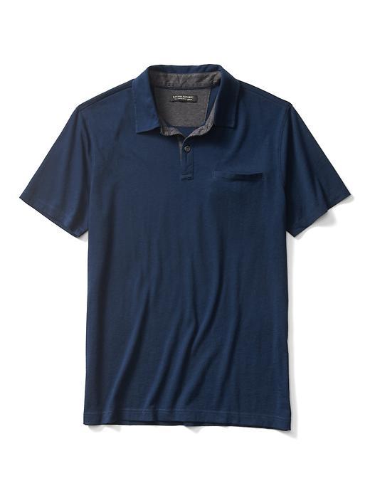 Banana Republic Mens Cotton Cashmere Polo - Navy Star