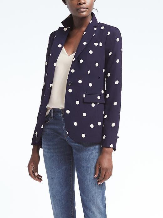 Banana Republic Long And Lean Fit Dot Blazer - Navy Dot
