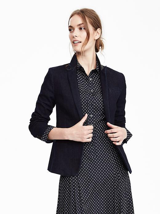 Banana Republic Denim Schoolboy Blazer Size 0 Petite - Rinse
