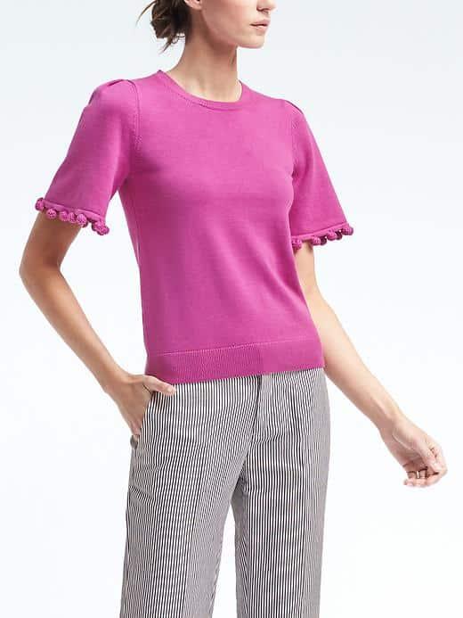 Banana Republic Womens Pom Pom Top - Lollipop