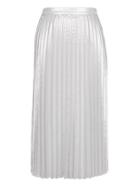 Banana Republic Womens Metallic Pleated Midi Skirt Silver Gray Size 18