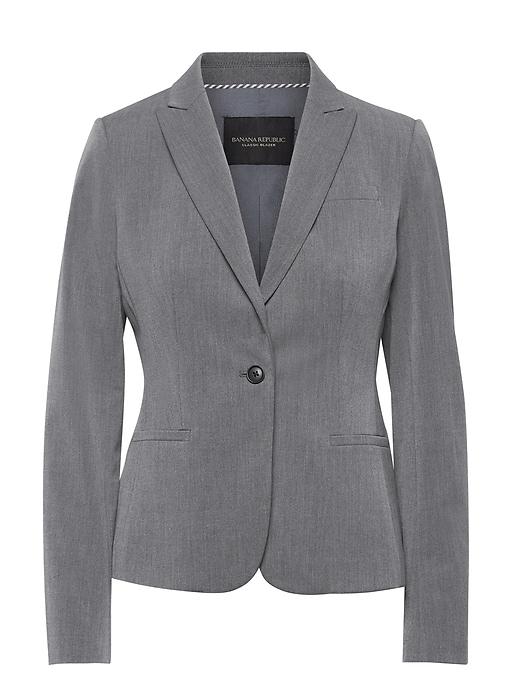 Banana Republic Womens Classic-fit Machine-washable Blazer Dark Charcoal Size 14