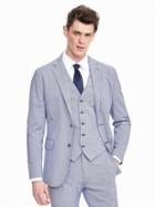 Banana Republic Mens Modern Slim Cotton Gingham Suit Jacket Size 36 Regular - Light Blue