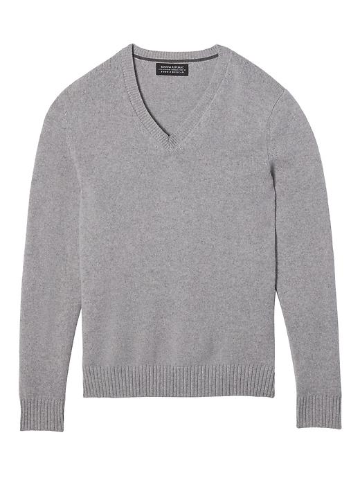 Banana Republic Mens Todd & Duncan Cashmere V-neck Sweater Gray Size M