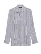 Banana Republic Womens Parker Tunic-fit Stripe Shirt Navy Size Xs