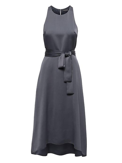 Banana Republic Womens Racer-neck Fit-and-flare Dress Pacific Navy Size 2
