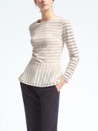 Banana Republic Womens Long Sleeve Mesh Peplum Top - Snow Day