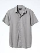 Banana Republic Mens Camden Fit Custom Wash Short Sleeve Shirt - Light Gray