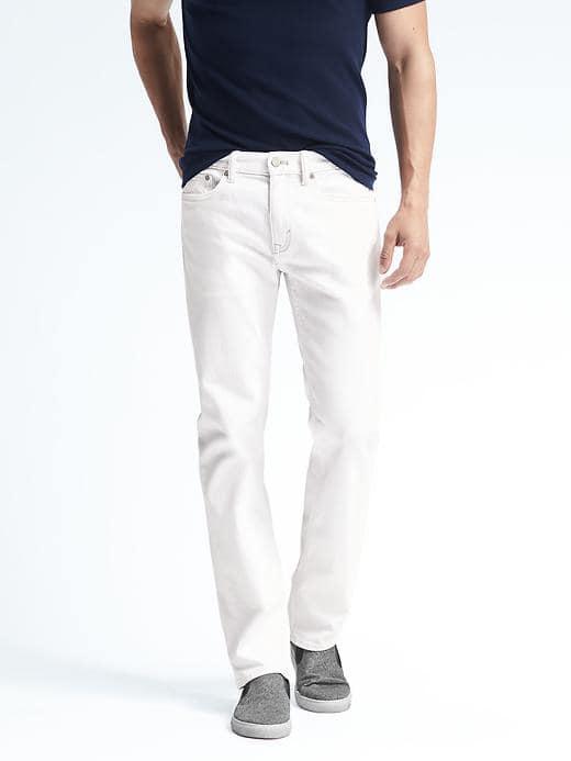 Banana Republic Mens Straight Stay White Jean - White