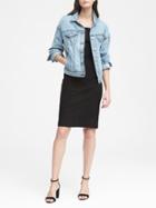 Banana Republic Womens Petite Square-neck Bi-stretch Sheath Dress Black Size 6