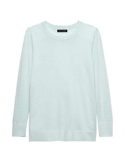 Banana Republic Womens Machine-washable Merino Wool Crew-neck Sweater Frosted Aqua Blue Size Xs