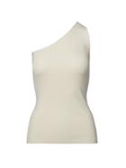 Banana Republic Womens Heritage Silk Ribbed One-shoulder Top Ivory Size M