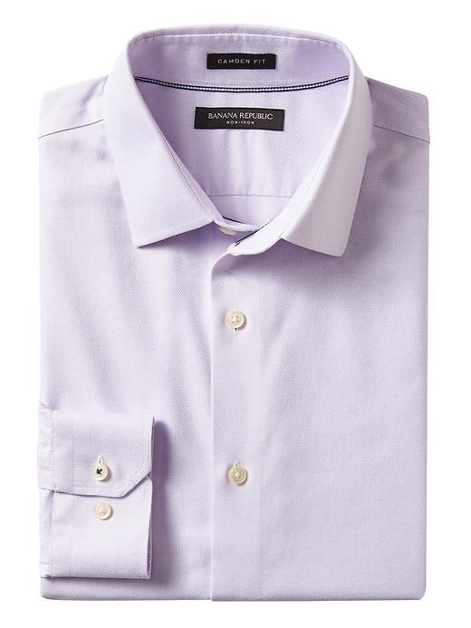 Banana Republic Mens Camden Standard-fit Cotton Stretch Non-iron Solid Shirt Lavender Size Xl